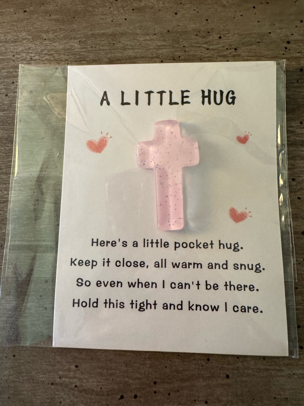 A Little Hug Pink Cross Pocket Hug